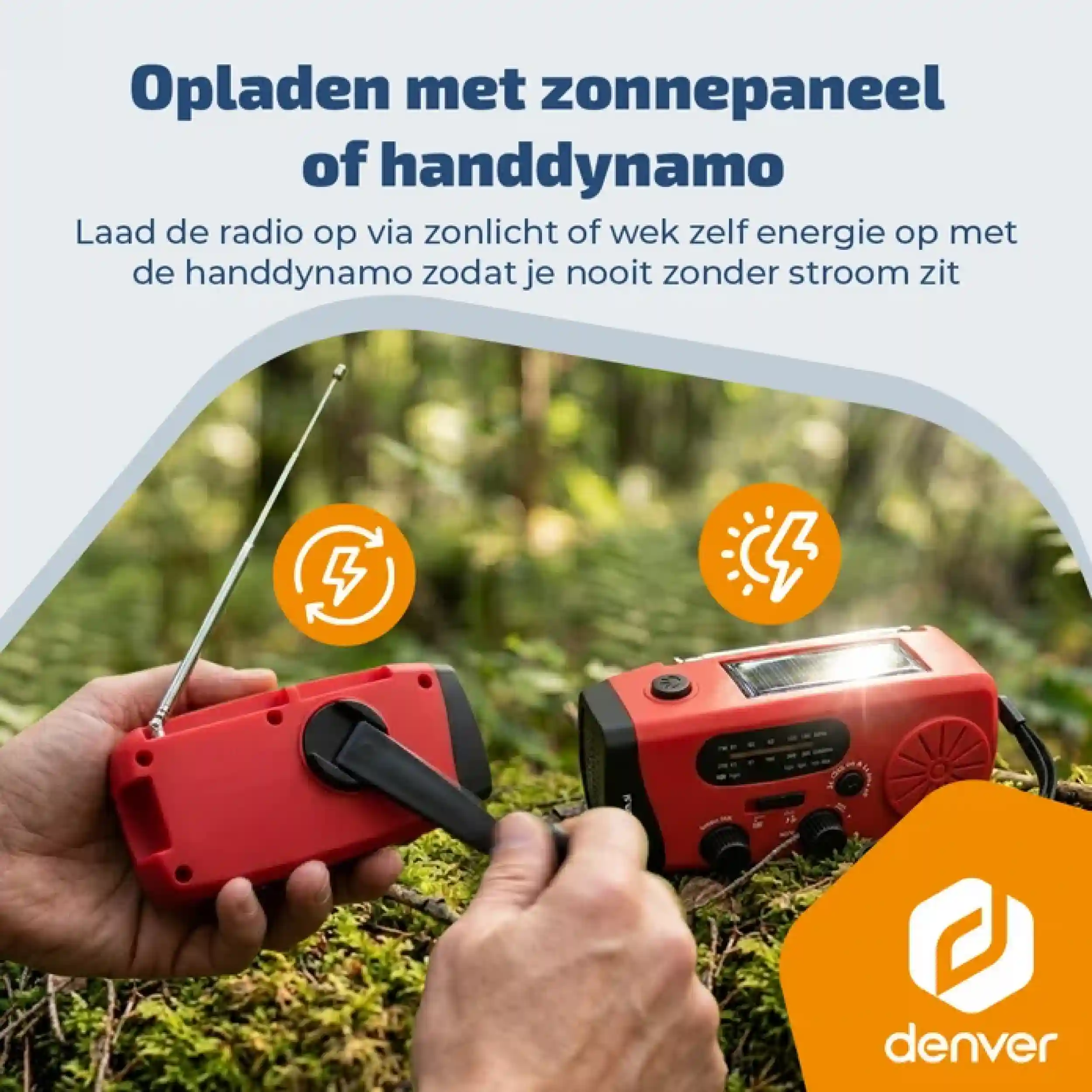 Noodradio, zaklamp en SOS-alarm